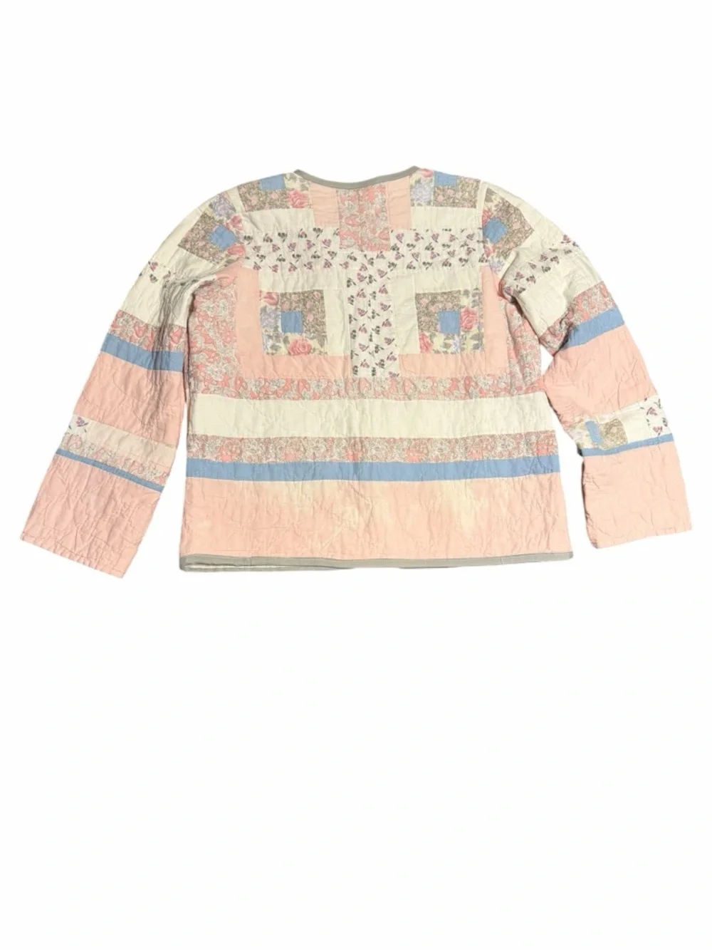 Final Sale! Bundle! ✨Vintage✨ Cottagecore Patchwork Quilted Jacket -Pink & Blue - Picture 4 of 13